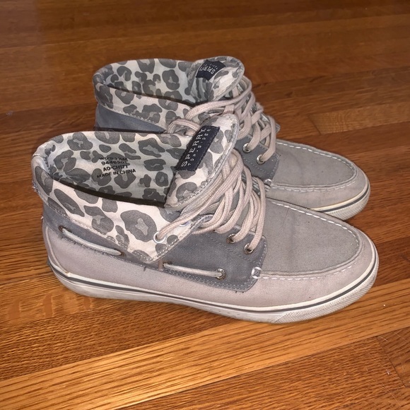 Sperry Shoes - Sperry hightop gray/cheetah sneakers